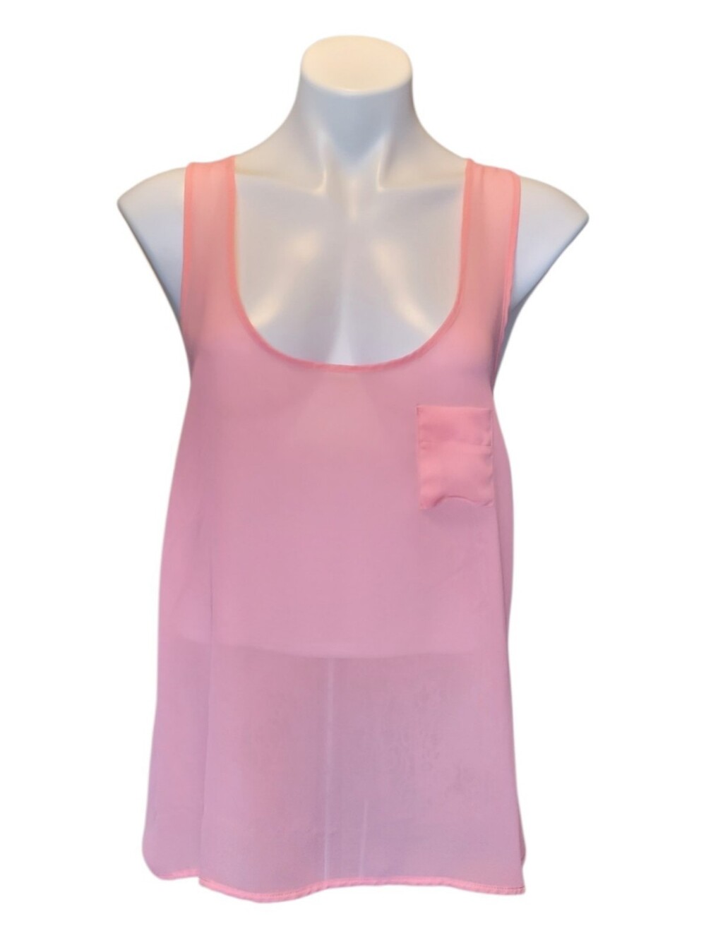 Eyelash Couture Womens Medium Semi Sheer Lace Back Relaxed Fit Tank Top